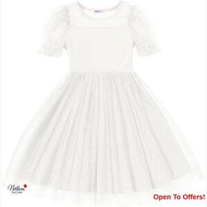 Toddler Girl Tulle Dress Puffy Sleeve Party Casual Polyester Spandex